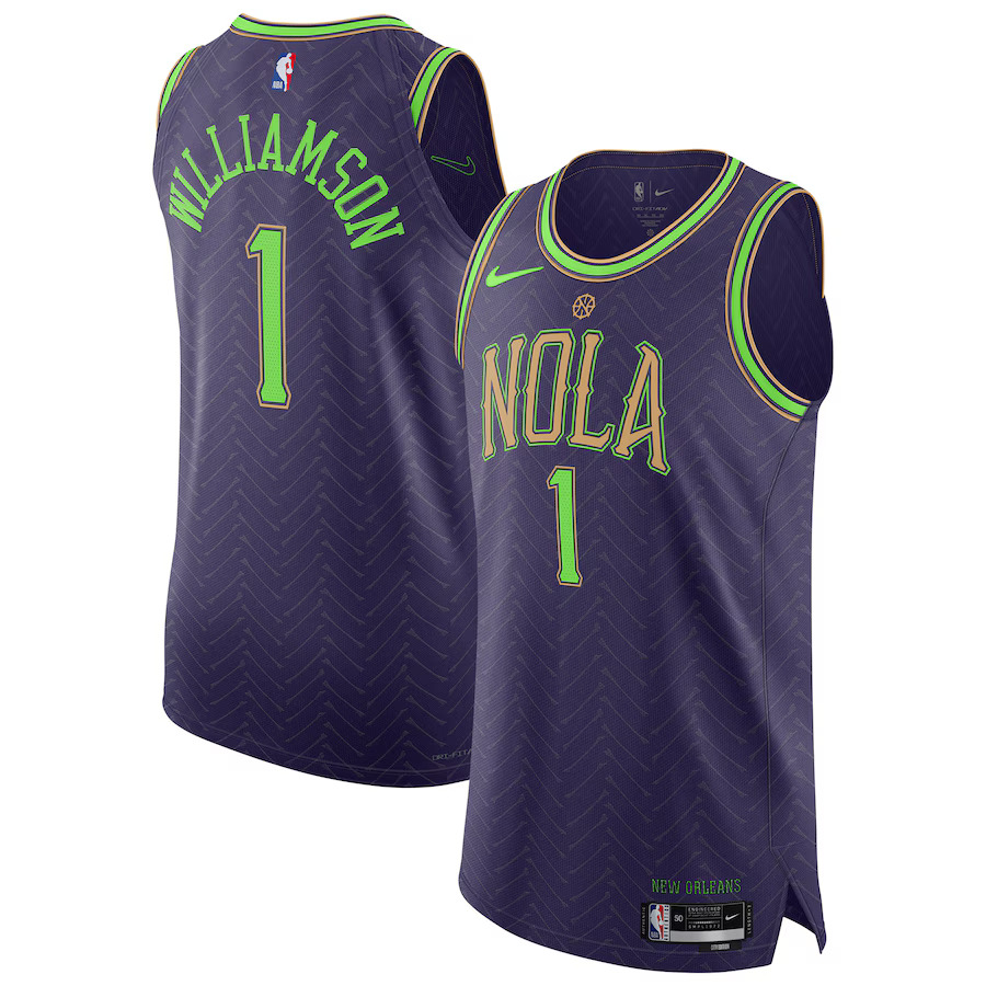 Men New Orleans Pelicans #1 Zion Williamson Nike Purple City Edition 2024-25 Authentic Player NBA Jersey